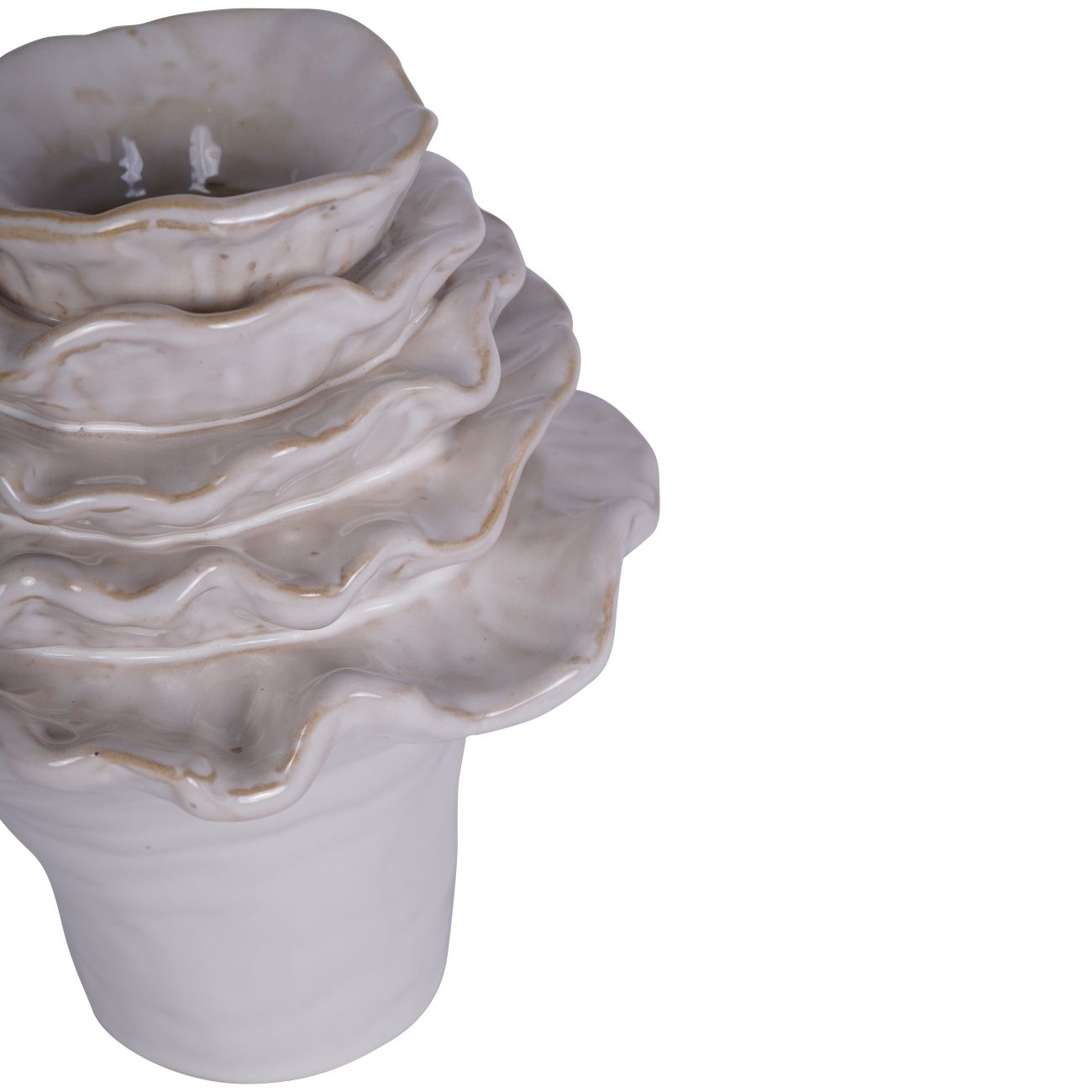 Layered Petals Ceramic Off White Vase Small